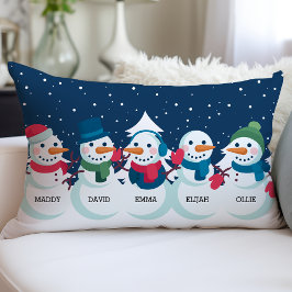 Snowman Family Weihnachten Personalisierter Name F Lendenkissen