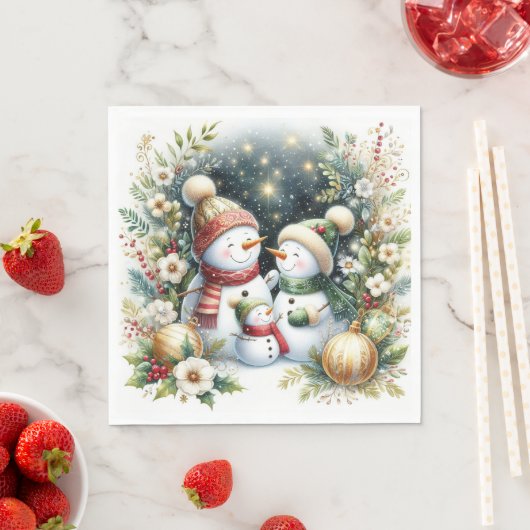 Snowman Family Weihnachten Serviette (Beispiel)