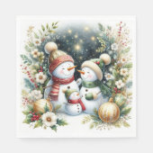 Snowman Family Weihnachten Serviette (Vorderseite)
