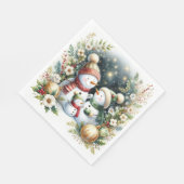 Snowman Family Weihnachten Serviette (Ecke)