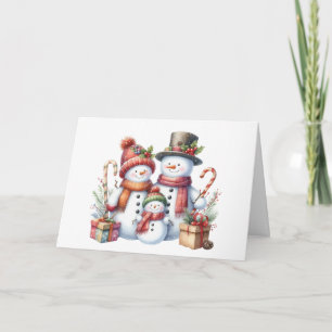Snowman Family Weihnachtskarte Karte