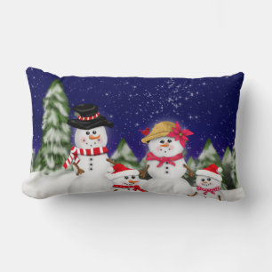 Snowman Family Winter Lendenkissen