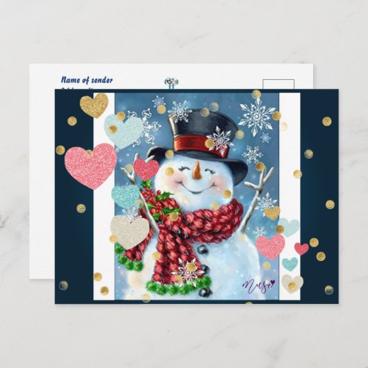 Snowman feiert Weihnachts-Postkarte Postkarte (Vorne/Hinten)