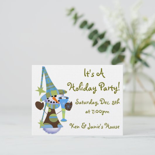 Snowman-Feiertag Einladung (Stehend Vorderseite)