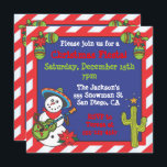 Snowman Feliz Navidad im Südwesten Mexikos Einladung<br><div class="desc">Super lustiger südwestlicher Snowman mit sombrero Gitarre spielen und einem leuchtend grünen Kaktus begrüßen Sie zu einem Weihnachtsfest. Sage Feliz navidad mit dieser niedlichen Einladung mit einem vergoldeten Rahmen und Maracas. Handgezeichnete Abbildung von McBooboo.</div>