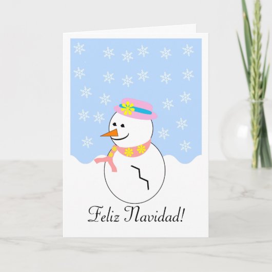 Snowman Feliz Navidad Spanische Weihnachtskarte Feiertagskarte (Vorderseite)