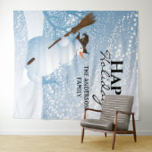 Snowman-Fest Familie grüßt Hintergrund Wandteppich (Beispiel (Horizontal))