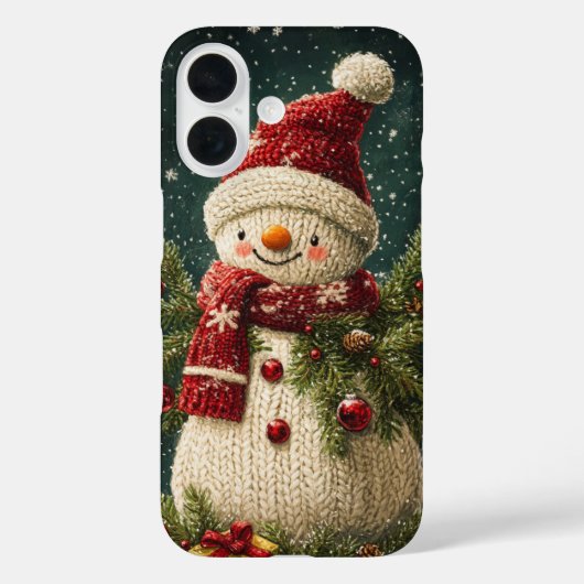 Snowman Festival Evergreen Branches Xmas Case-Mate iPhone Hülle (Rückseite)