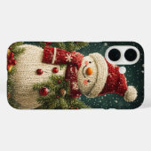Snowman Festival Evergreen Branches Xmas Case-Mate iPhone Hülle (Rückseite (Horizontal))