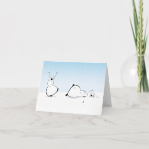 Snowman festive Christmas card - b/w Dankeskarte