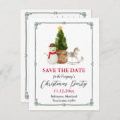 Snowman Festive | Weihnachts-Party Save the Date Ankündigungspostkarte (Vorne/Hinten)
