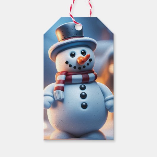 Snowman Figure Weihnachtsgeschenk-Tag Geschenkanhänger (Vorderseite)