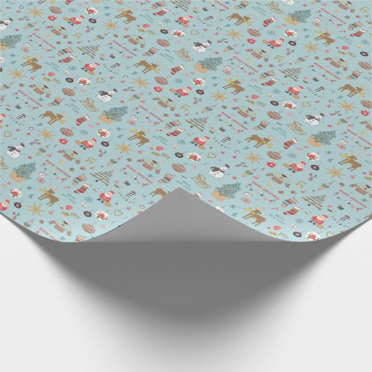 Snowman Fir-Tree Weihnachtswrapping Muster Geschenkpapier (Ecke)