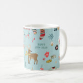 Snowman Fir-Tree Weihnachtswrapping Muster Kaffeetasse (VorderseiteRechts)