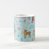 Snowman Fir-Tree Weihnachtswrapping Muster Kaffeetasse (Mittel)