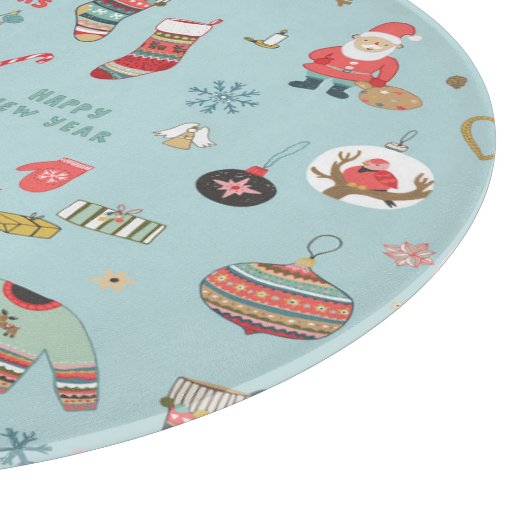 Snowman Fir-Tree Weihnachtswrapping Muster Schneidebrett (Ecke)