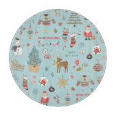 Snowman Fir-Tree Weihnachtswrapping Muster Schneidebrett (Vorderseite)