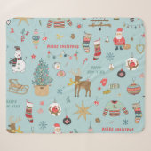 Snowman Fir-Tree Weihnachtswrapping Muster Sherpadecke (Vorderseite (Horizontal))