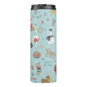 Snowman Fir-Tree Weihnachtswrapping Muster Thermosbecher (Rückseite)