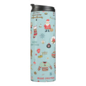 Snowman Fir-Tree Weihnachtswrapping Muster Thermosbecher (Nach rechts gedreht)