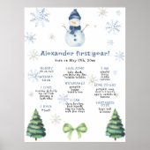 Snowman First Birthday Milestone Geburtstag Poster (Vorne)