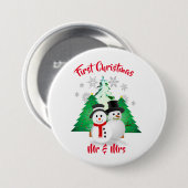 Snowman First Christmas Mr. / Mrs. Holiday Button (Vorne & Hinten)