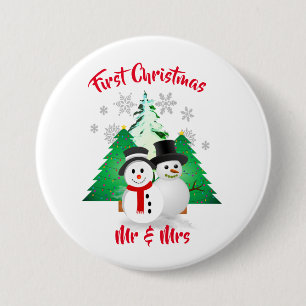 Snowman First Christmas Mr. / Mrs. Holiday Button