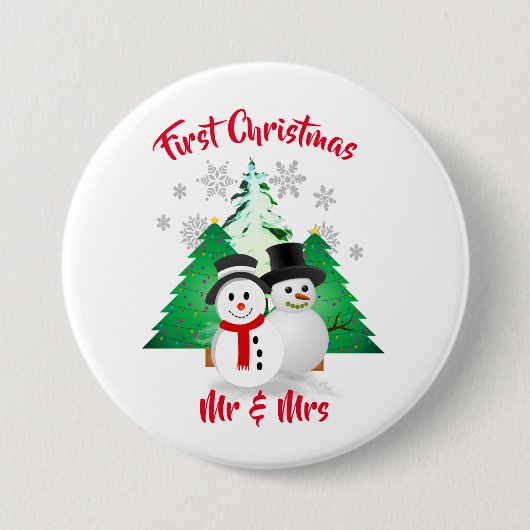 Snowman First Christmas Mr. / Mrs. Holiday Button (Vorderseite)
