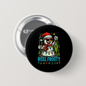 Snowman Fishing Christmas Holiday Festive Winter F Button (Vorne & Hinten)