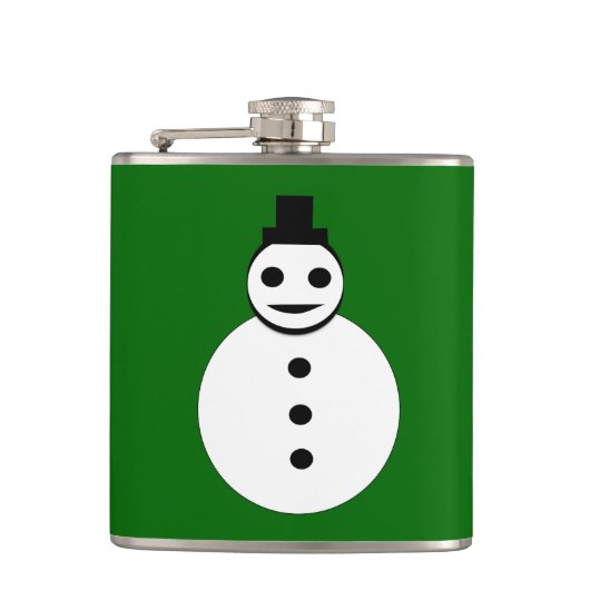 Snowman Flask lächeln Weihnachten Flachmann (Vorderseite)