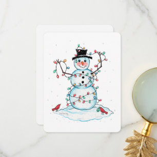 Snowman Flat Card, Fun Festivals Snowman mit Licht Dankeskarte