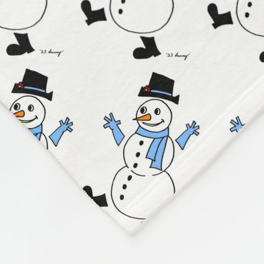Snowman Fleece Blanket (Ecke)