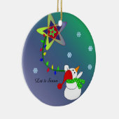 Snowman fliegt im Himmel Keramik Ornament (Rechts)