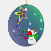 Snowman fliegt im Himmel Keramik Ornament (Links)