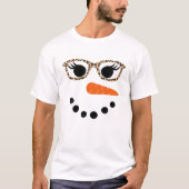 Snowman for Women Leopard Eyelashes Glasses Christ T-Shirt (Vorderseite)