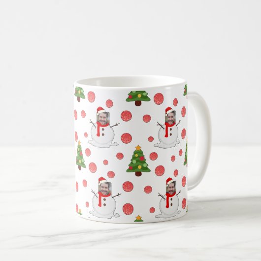 Snowman Foto face Funny Christmas Kaffeetasse (VorderseiteRechts)