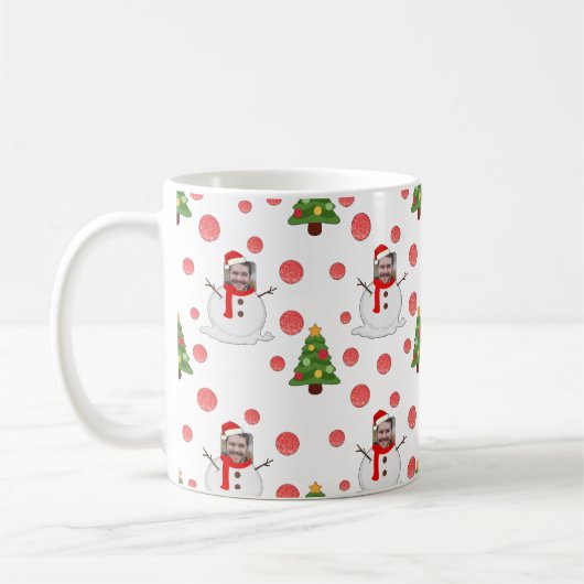 Snowman Foto face Funny Christmas Kaffeetasse (Links)