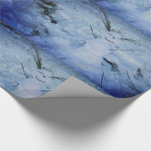 Snowman Foto Glossy Wrapping Paper Geschenkpapier (Ecke)