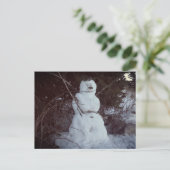 Snowman Foto Postcard Postkarte (Stehend Vorderseite)