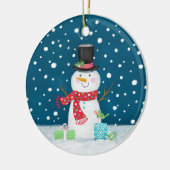 Snowman Foto Weihnachtsfeier Keramik Ornament (Links)