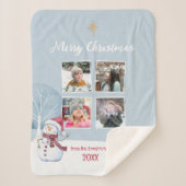 Snowman Four Photo Collage Christmas Sherpadecke (Vorderseite)