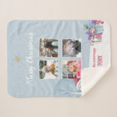 Snowman Four Photo Collage Christmas Sherpadecke (Vorderseite (Horizontal))