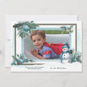 Snowman Frame Flat Holiday Card Feiertagskarte