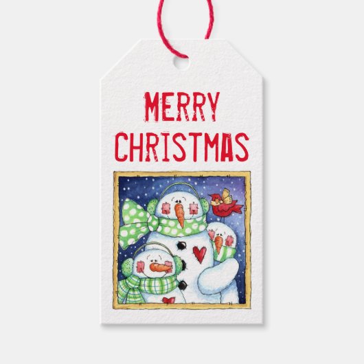 Snowman Friends Geschenkanhänger (Vorderseite)
