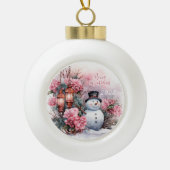 Snowman Frohe Weihnachten 2023 Keramik Kugel-Ornament (Vorderseite)