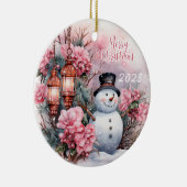 Snowman Frohe Weihnachten 2023 Keramik Ornament (Rechts)