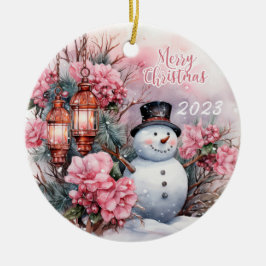 Snowman Frohe Weihnachten 2023 Keramik Ornament
