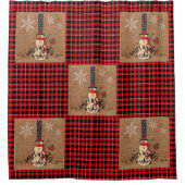 Snowman Frohe Weihnachten mit Kariert und Burlap Duschvorhang (Vorderseite)