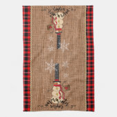 Snowman Frohe Weihnachten mit Kariert und Burlap Geschirrtuch (Vertikal)