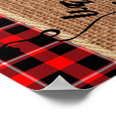 Snowman Frohe Weihnachten mit Kariert und Burlap Poster (Ecke)